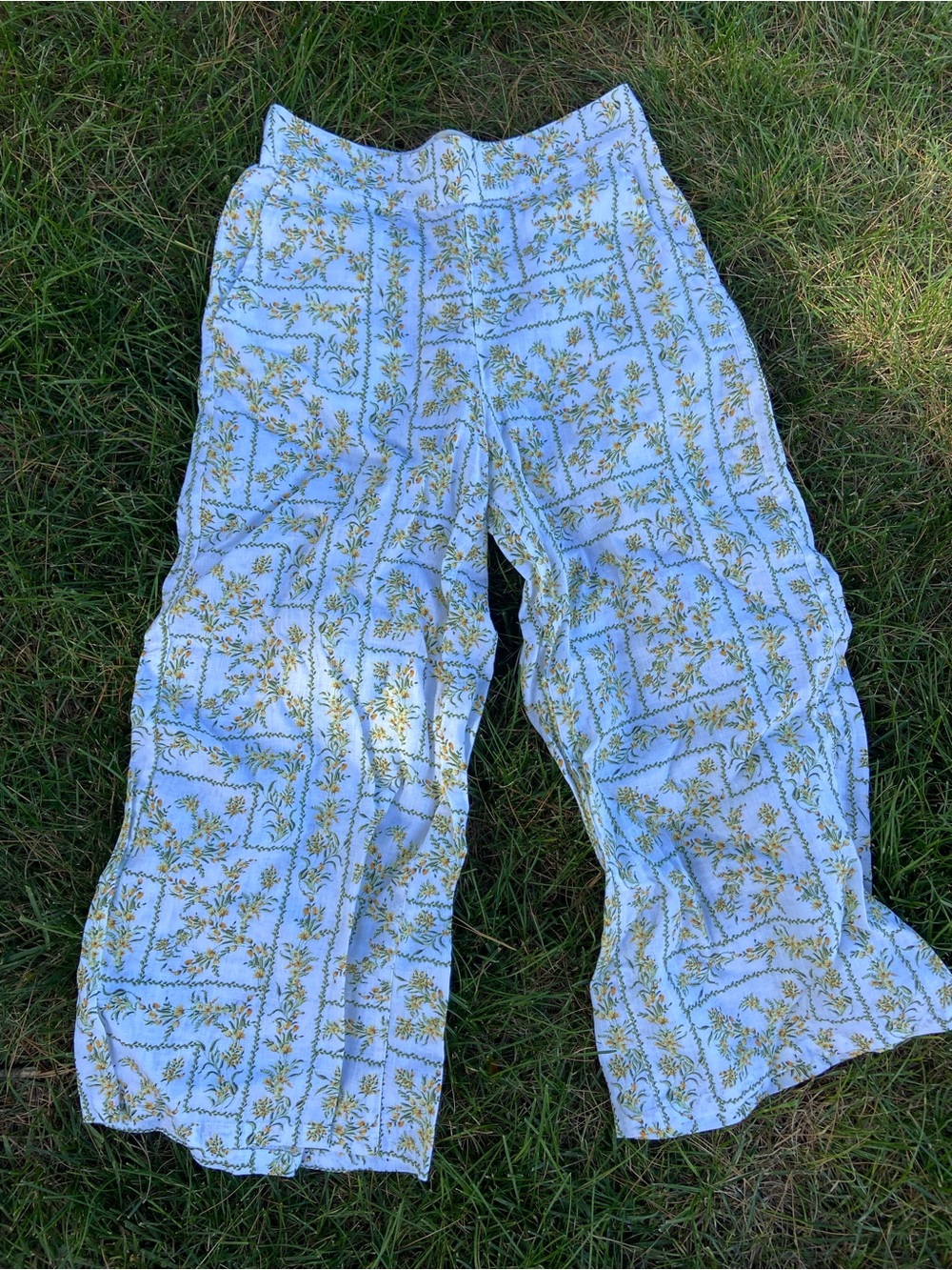 Joie Floral Wide-Leg Pants 100% Linen Medium womenβs